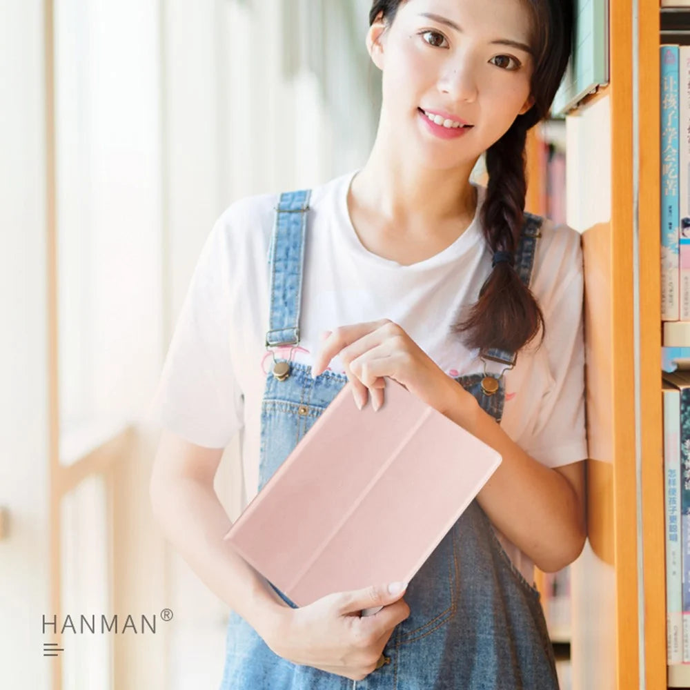 HANMAN Leather Flip Cover for 10 inch Tablet Case Anti-Scratch 4 Buckle Tablet Protector with Card Slot, Wallet - Rose Gold - 3
