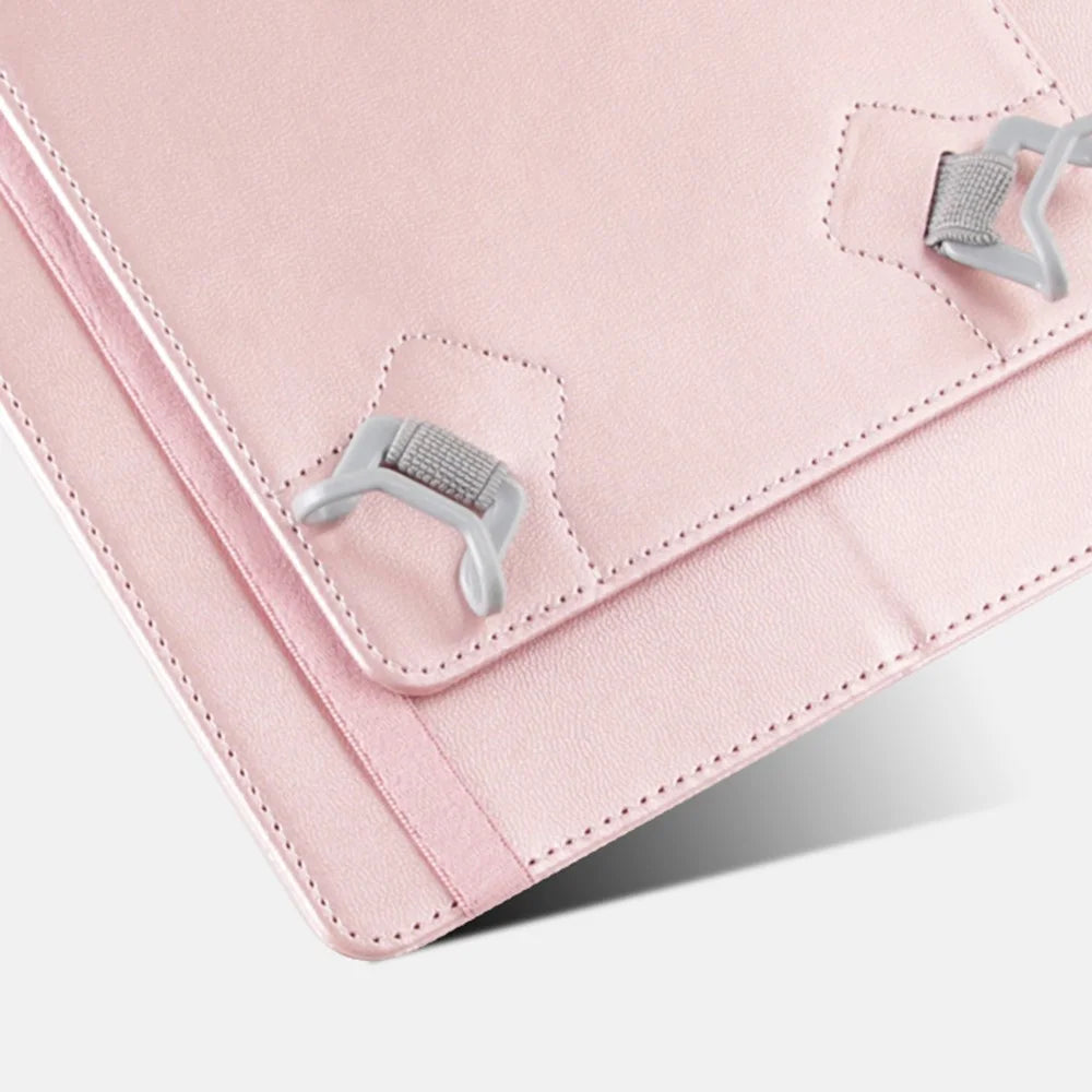 HANMAN Leather Flip Cover for 10 inch Tablet Case Anti-Scratch 4 Buckle Tablet Protector with Card Slot, Wallet - Rose Gold - 4