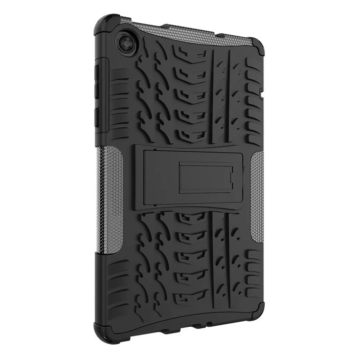 For Lenovo Tab M8 (4th Gen) 2024 TB-301XU / M8 (4th Gen) 2023 TB-300FU Kickstand Tablet Case Tire Texture TPU PC Cover - Black - 5
