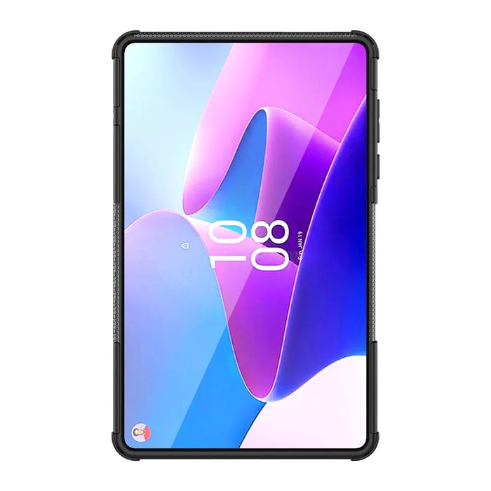 For Lenovo Tab M8 (4th Gen) 2024 TB-301XU / M8 (4th Gen) 2023 TB-300FU Kickstand Tablet Case Tire Texture TPU PC Cover - Black - 6
