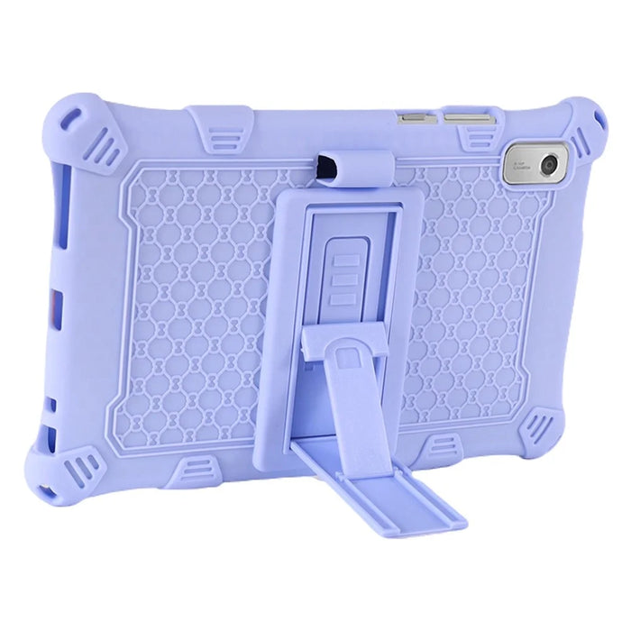For Lenovo Tab M9 310FU Kickstand Tablet Silicone Case Retro Texture Anti-drop Tablet Cover - Light Purple - 2