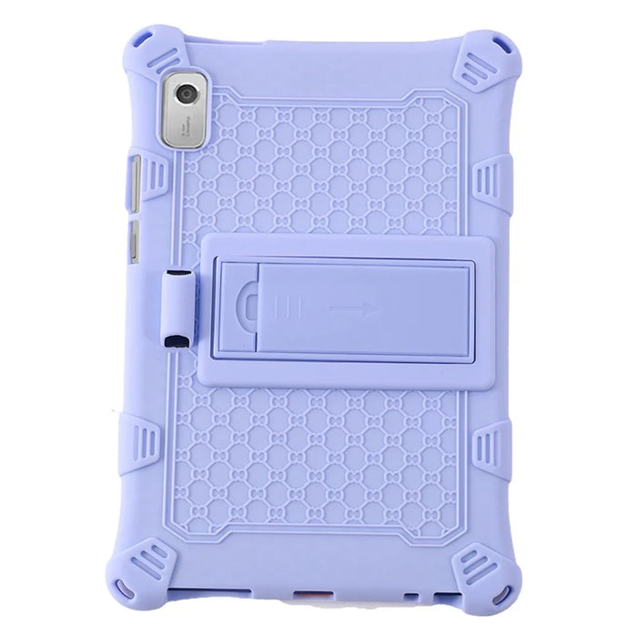 For Lenovo Tab M9 310FU Kickstand Tablet Silicone Case Retro Texture Anti-drop Tablet Cover - Light Purple - 3