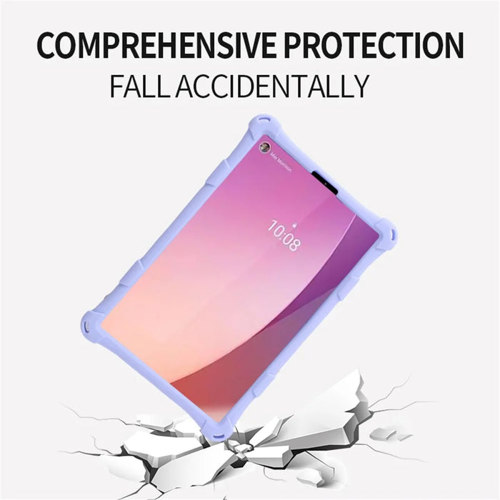 For Lenovo Tab M9 310FU Kickstand Tablet Silicone Case Retro Texture Anti-drop Tablet Cover - Light Purple - 7