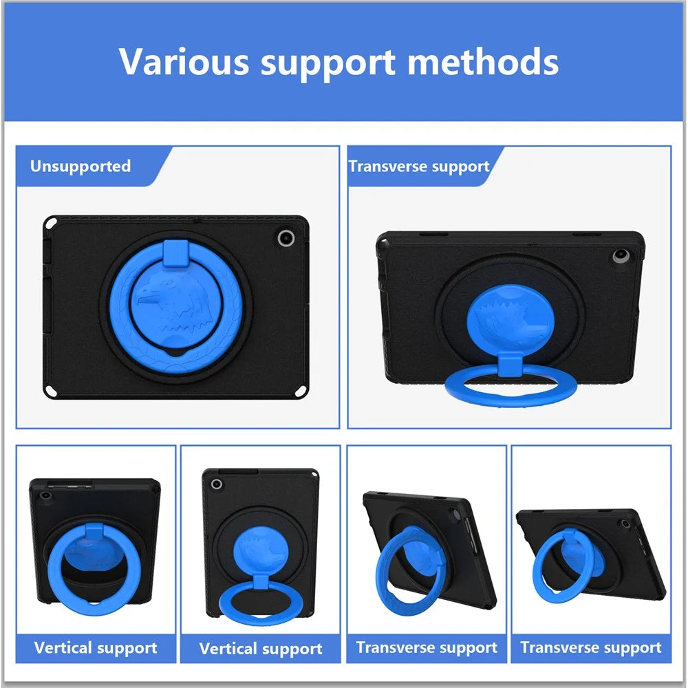 For Lenovo Tab M10 (Gen 3) Hand Grip Kickstand Tablet Case Anti-drop EVA+PC Tablet Cover - Black - 7