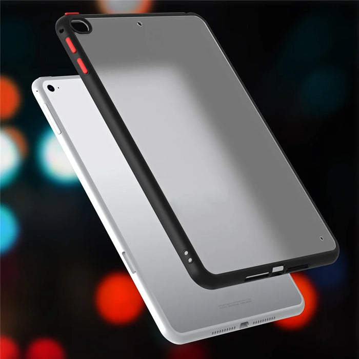 For iPad mini 4 / mini (2019) 7.9 inch PC+TPU Tablet Case Matte Translucent Contrast Color Tablet Cover - Black - 2