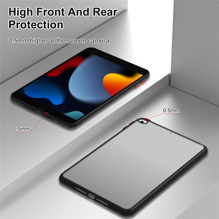 For iPad mini 4 / mini (2019) 7.9 inch PC+TPU Tablet Case Matte Translucent Contrast Color Tablet Cover - Black - 4