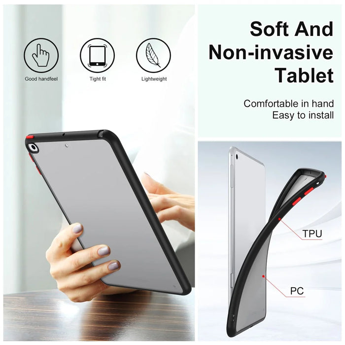 For iPad mini 4 / mini (2019) 7.9 inch PC+TPU Tablet Case Matte Translucent Contrast Color Tablet Cover - Black - 5