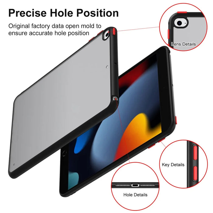 For iPad mini 4 / mini (2019) 7.9 inch PC+TPU Tablet Case Matte Translucent Contrast Color Tablet Cover - Black - 7