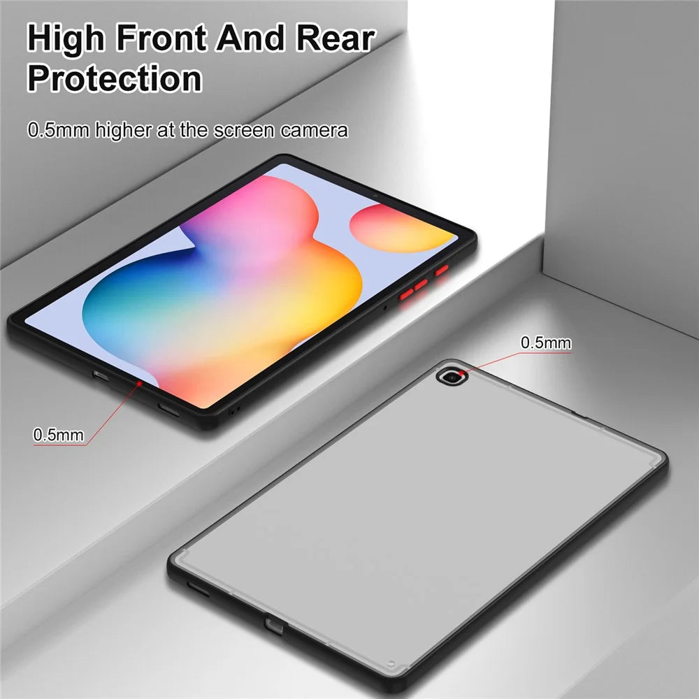 For Samsung Galaxy Tab S6 Lite (2024) / S6 Lite (2022) / S6 Lite (2020) SM-P610 P615 Matte Tablet Case PC+TPU Cover - Black - 4
