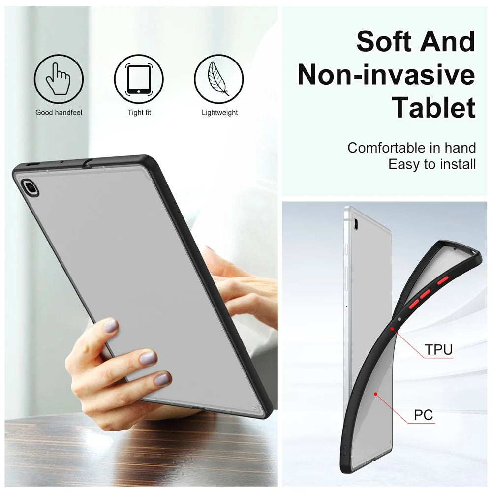 For Samsung Galaxy Tab S6 Lite (2024) / S6 Lite (2022) / S6 Lite (2020) SM-P610 P615 Matte Tablet Case PC+TPU Cover - Black - 5
