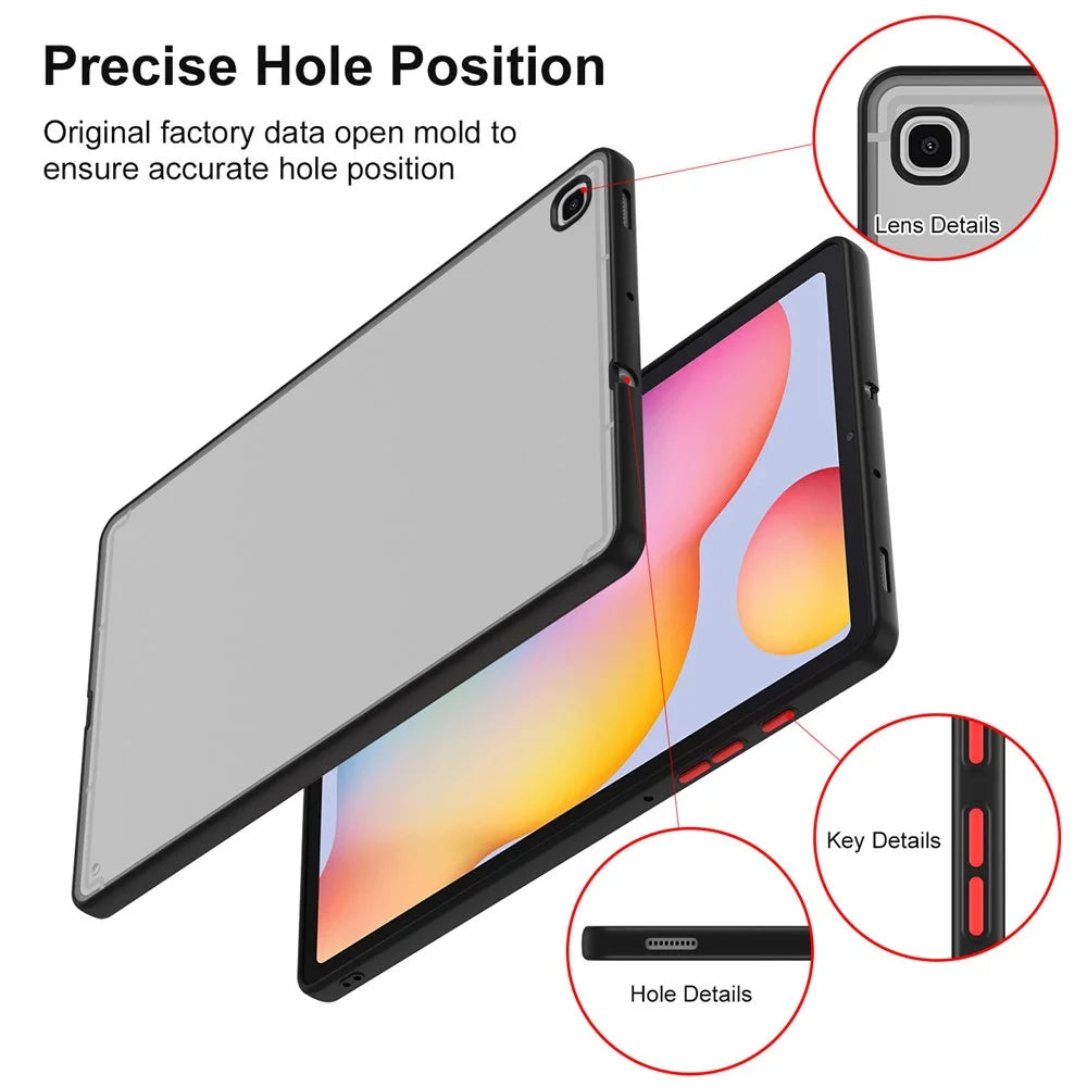 For Samsung Galaxy Tab S6 Lite (2024) / S6 Lite (2022) / S6 Lite (2020) SM-P610 P615 Matte Tablet Case PC+TPU Cover - Black - 7