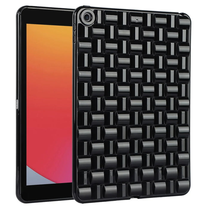 For iPad 10.2 (2021) / (2019) / (2020) Soft TPU Case Protective Tablet Cover Woven Texture Anti-Slip Case - Black - 1