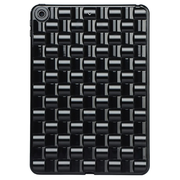 For iPad 10.2 (2021) / (2019) / (2020) Soft TPU Case Protective Tablet Cover Woven Texture Anti-Slip Case - Black - 2