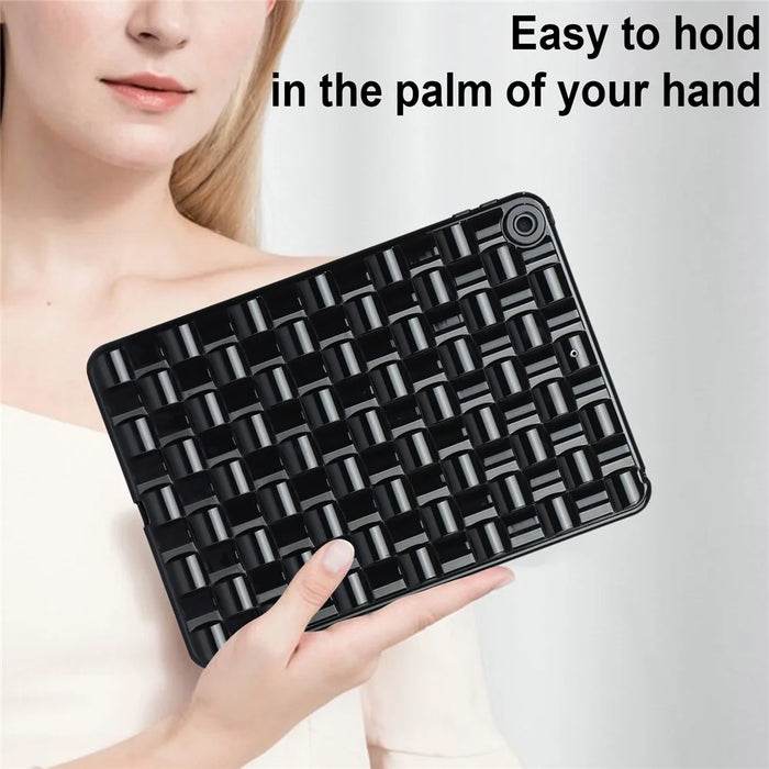 For iPad 10.2 (2021) / (2019) / (2020) Soft TPU Case Protective Tablet Cover Woven Texture Anti-Slip Case - Black - 3