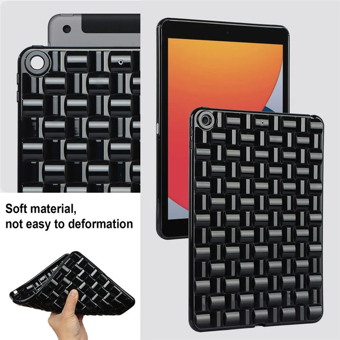 For iPad 10.2 (2021) / (2019) / (2020) Soft TPU Case Protective Tablet Cover Woven Texture Anti-Slip Case - Black - 4
