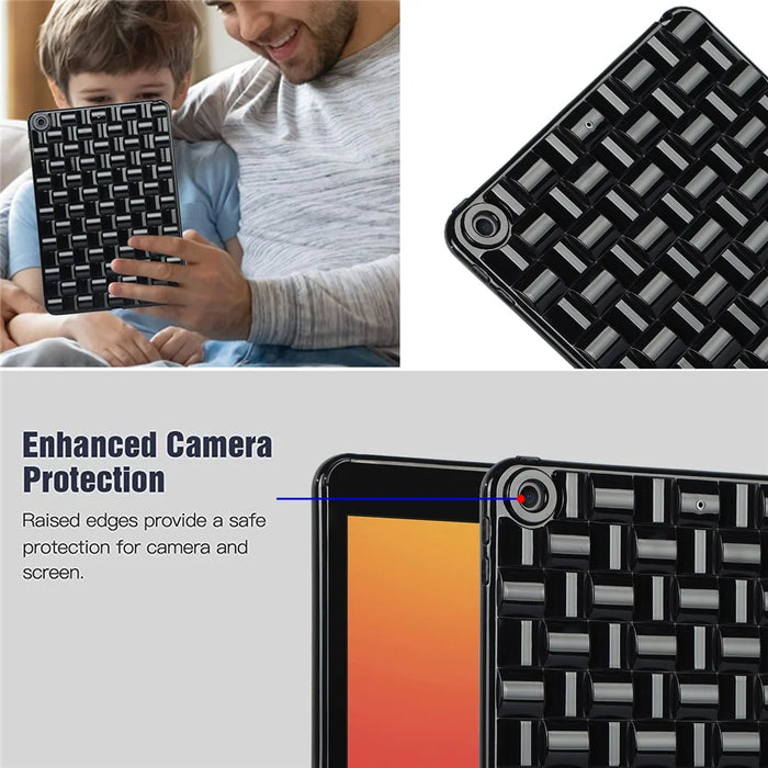 For iPad 10.2 (2021) / (2019) / (2020) Soft TPU Case Protective Tablet Cover Woven Texture Anti-Slip Case - Black - 6
