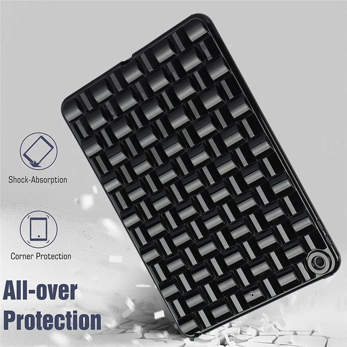 For iPad 10.2 (2021) / (2019) / (2020) Soft TPU Case Protective Tablet Cover Woven Texture Anti-Slip Case - Black - 7