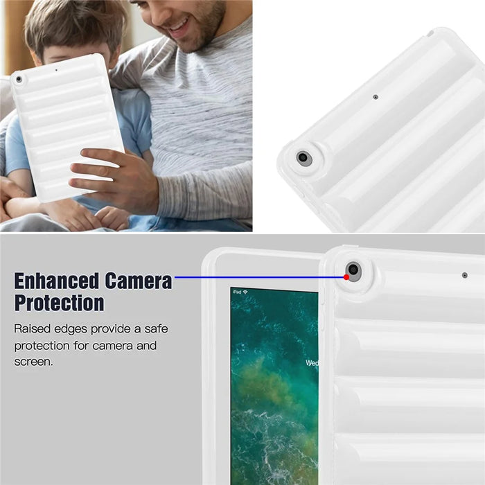 For iPad 9.7-inch (2017) / (2018) / iPad 5 / 6 Tablet Case Candy Color Down Jacket Texture TPU Cover - White - 5