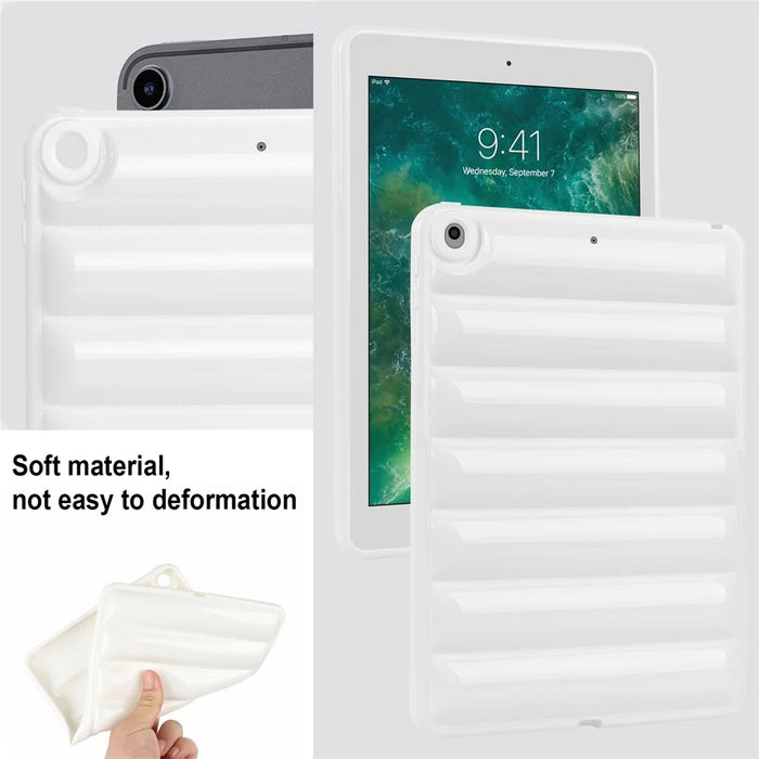 For iPad 9.7-inch (2017) / (2018) / iPad 5 / 6 Tablet Case Candy Color Down Jacket Texture TPU Cover - White - 7