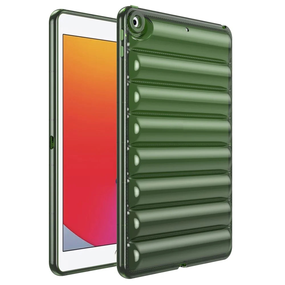 For iPad 10.2 (2021) / (2020) / (2019) TPU Tablet Case Down Jacket Design Air Cushion Shockproof Cover - Green - 1