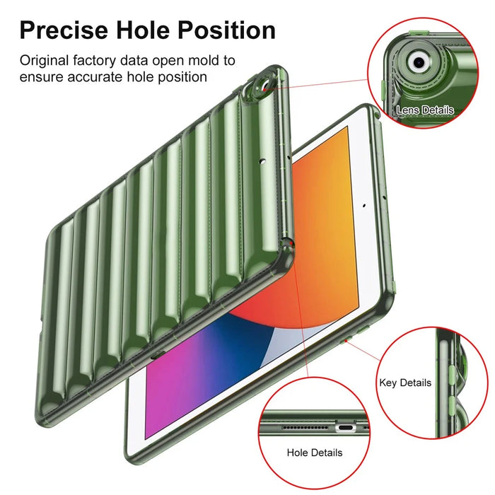 For iPad 10.2 (2021) / (2020) / (2019) TPU Tablet Case Down Jacket Design Air Cushion Shockproof Cover - Green - 7