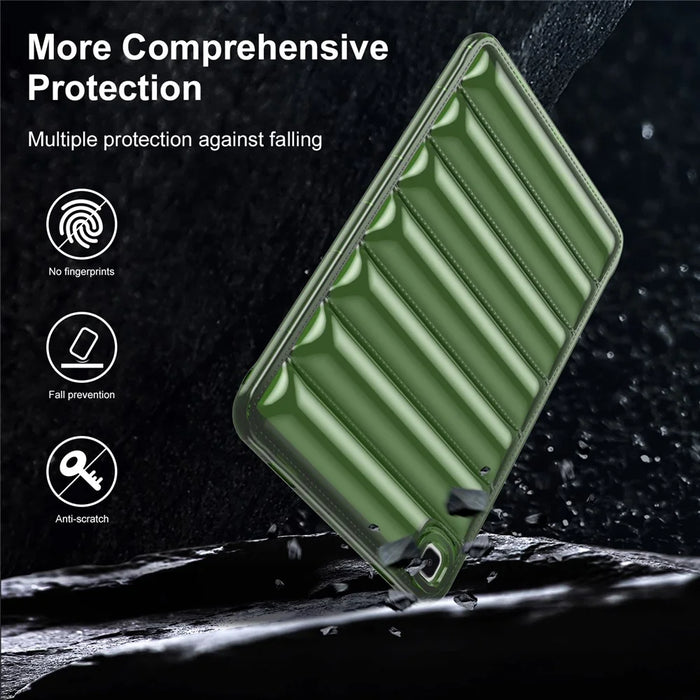 For Samsung Galaxy Tab A7 Lite 8.7-inch T225 T220 TPU Back Cover Down Jacket Design Drop Protection Tablet Case - Green - 3