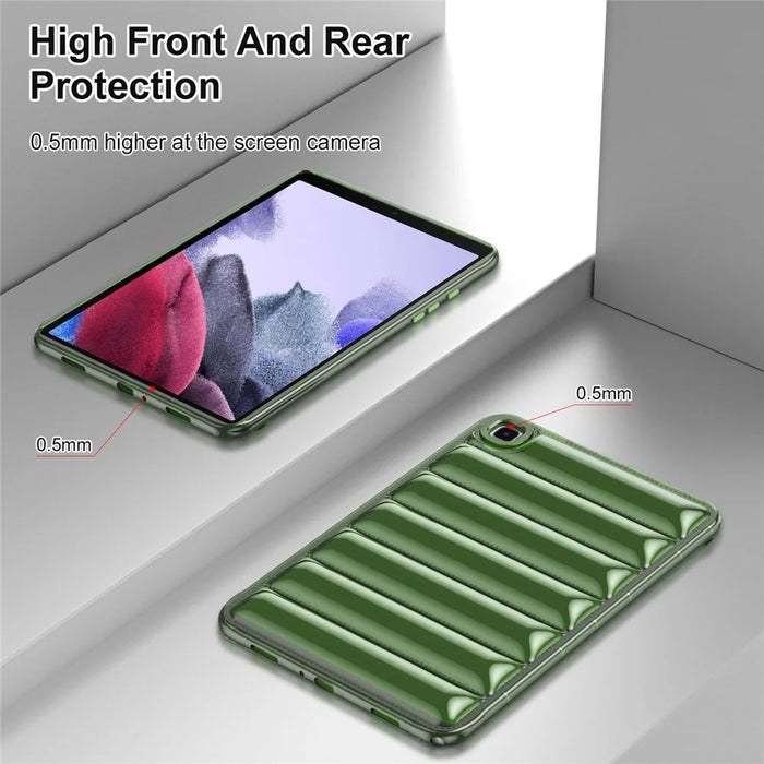 For Samsung Galaxy Tab A7 Lite 8.7-inch T225 T220 TPU Back Cover Down Jacket Design Drop Protection Tablet Case - Green - 4