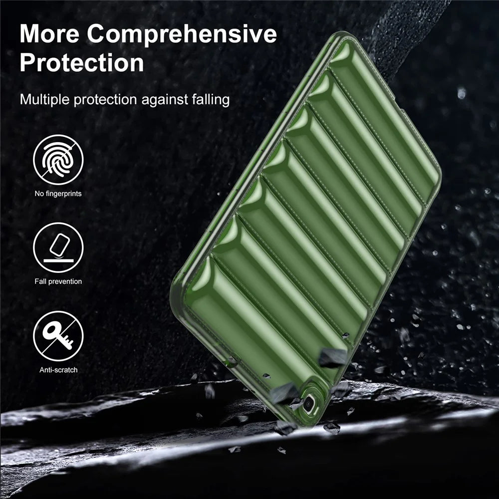 For Samsung Galaxy Tab S6 Lite (2024) / S6 Lite (2022) / S6 Lite (2020) SM-P610 P615 TPU Tablet Case Down Jacket Design Protective Cover - Green - 3