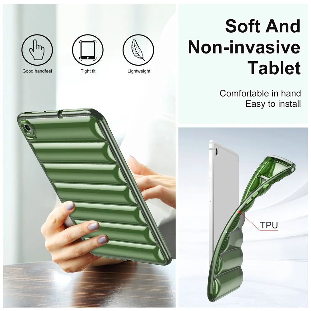 For Samsung Galaxy Tab S6 Lite (2024) / S6 Lite (2022) / S6 Lite (2020) SM-P610 P615 TPU Tablet Case Down Jacket Design Protective Cover - Green - 5