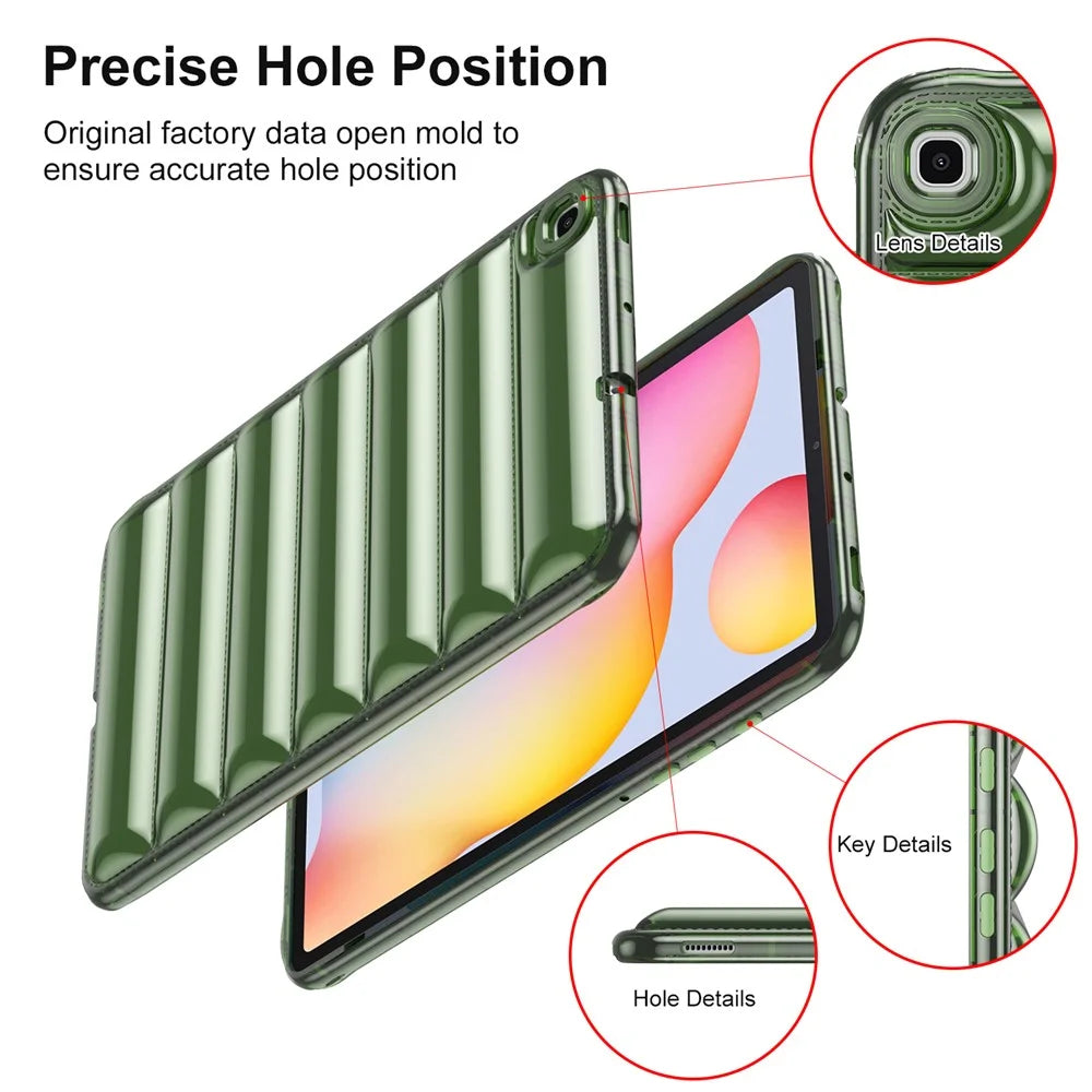 For Samsung Galaxy Tab S6 Lite (2024) / S6 Lite (2022) / S6 Lite (2020) SM-P610 P615 TPU Tablet Case Down Jacket Design Protective Cover - Green - 7