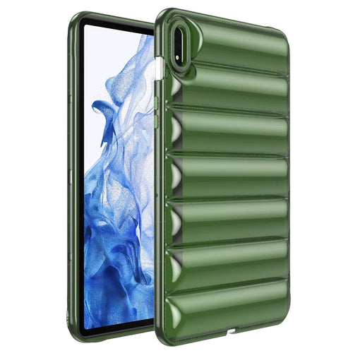 For Samsung Galaxy Tab S7 T870 / Tab S8 X700 Tablet Case Down Jacket Design Soft Touch TPU Cover - Green - 1