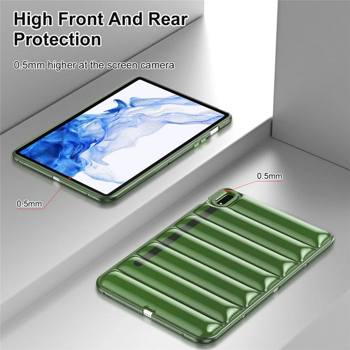 For Samsung Galaxy Tab S7 T870 / Tab S8 X700 Tablet Case Down Jacket Design Soft Touch TPU Cover - Green - 4