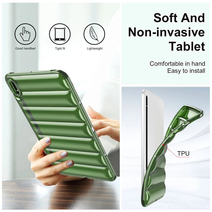 For Samsung Galaxy Tab S7 T870 / Tab S8 X700 Tablet Case Down Jacket Design Soft Touch TPU Cover - Green - 5