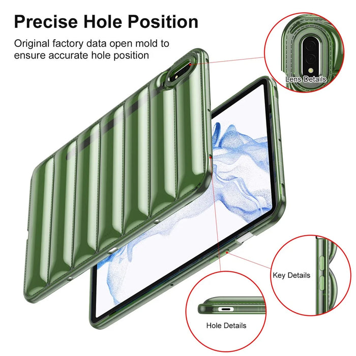 For Samsung Galaxy Tab S7 T870 / Tab S8 X700 Tablet Case Down Jacket Design Soft Touch TPU Cover - Green - 7