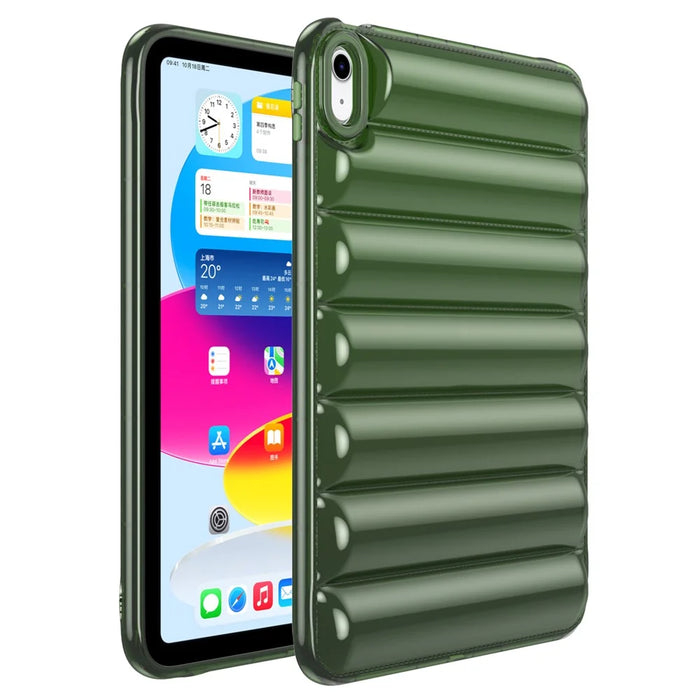 For iPad Air (2020) / (2022) TPU Shock Absorption Case Soft Touch Down Jacket Design Tablet Cover - Green - 1