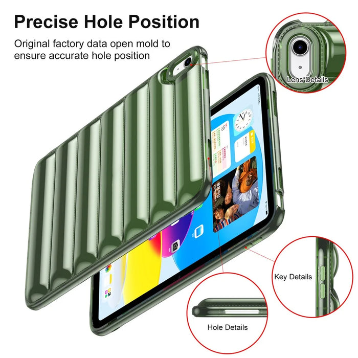 For iPad Air (2020) / (2022) TPU Shock Absorption Case Soft Touch Down Jacket Design Tablet Cover - Green - 7
