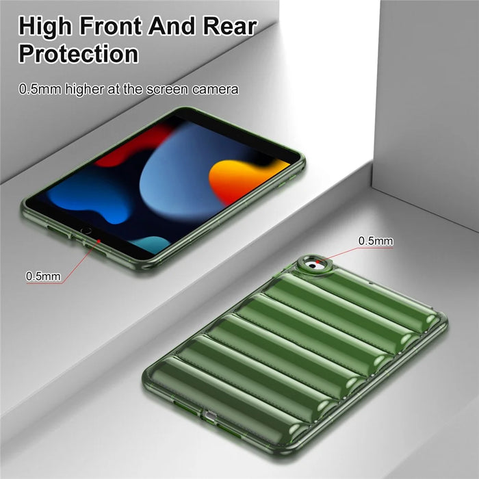 For iPad mini 4 / mini (2019) 7.9 inch TPU Tablet Case Soft Puffer Down Jacket Design Back Cover - Green - 4