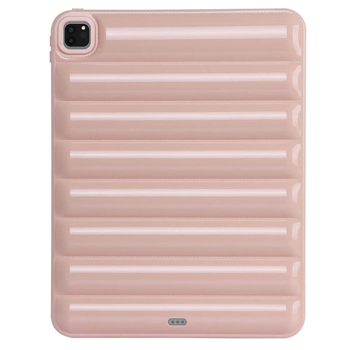 For iPad Pro 12.9 (2021) / (2020) / (2022) Shockproof Tablet Shell Down Jacket Texture Soft TPU Case - Pink - 2