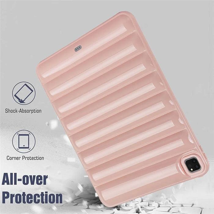 For iPad Pro 12.9 (2021) / (2020) / (2022) Shockproof Tablet Shell Down Jacket Texture Soft TPU Case - Pink - 4
