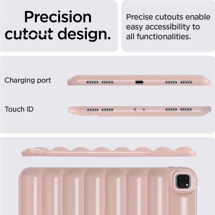 For iPad Pro 12.9 (2021) / (2020) / (2022) Shockproof Tablet Shell Down Jacket Texture Soft TPU Case - Pink - 6