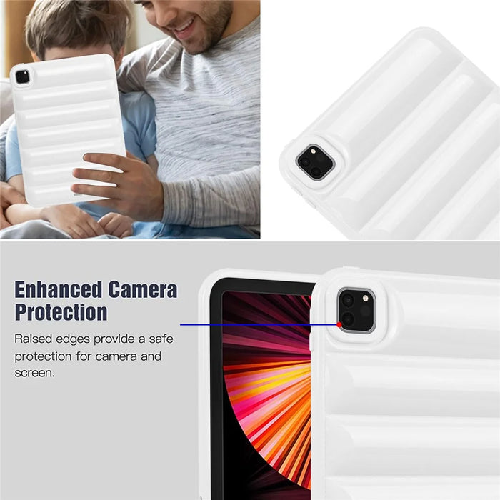 For iPad Pro 11 (2020) / (2021) / (2022) Anti-Dust Candy Color Tablet Shell Case Down Jacket TPU Cover - White - 5