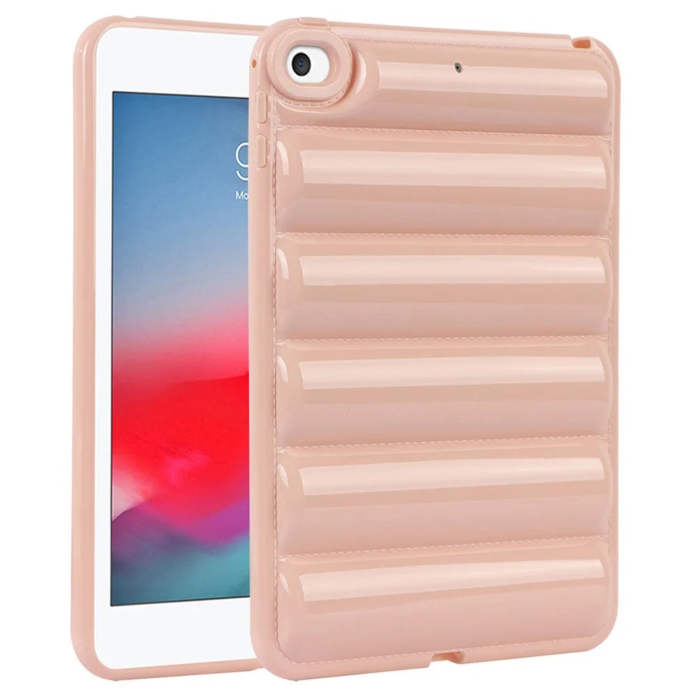 For iPad mini 4 / iPad mini (2019) 7.9 inch Anti-Scratch Tablet Case Down Jacket Texture Soft TPU Shell - Pink - 1