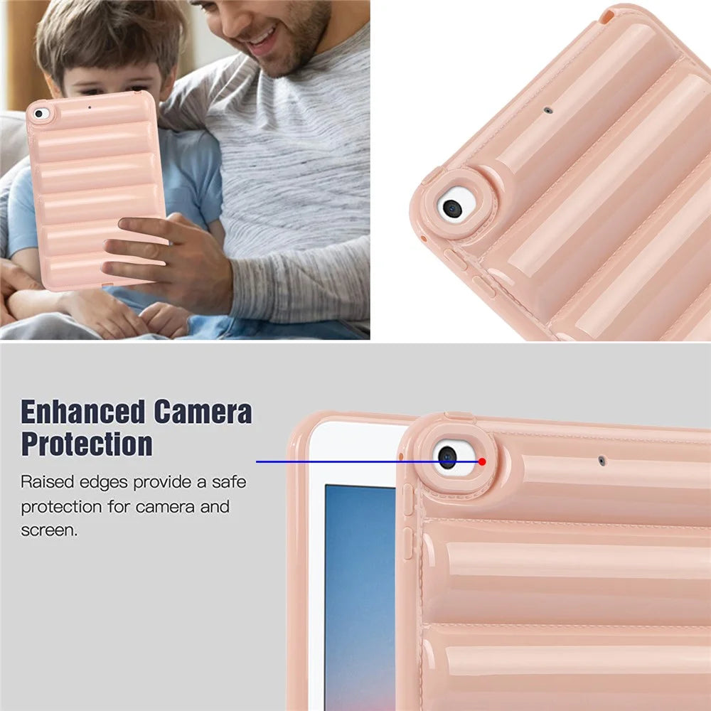 For iPad mini 4 / iPad mini (2019) 7.9 inch Anti-Scratch Tablet Case Down Jacket Texture Soft TPU Shell - Pink - 5