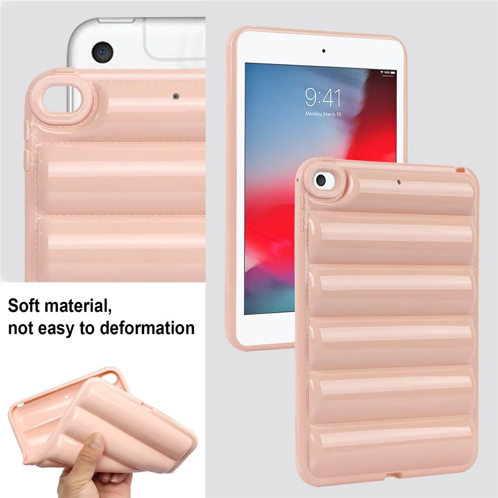 For iPad mini 4 / iPad mini (2019) 7.9 inch Anti-Scratch Tablet Case Down Jacket Texture Soft TPU Shell - Pink - 7
