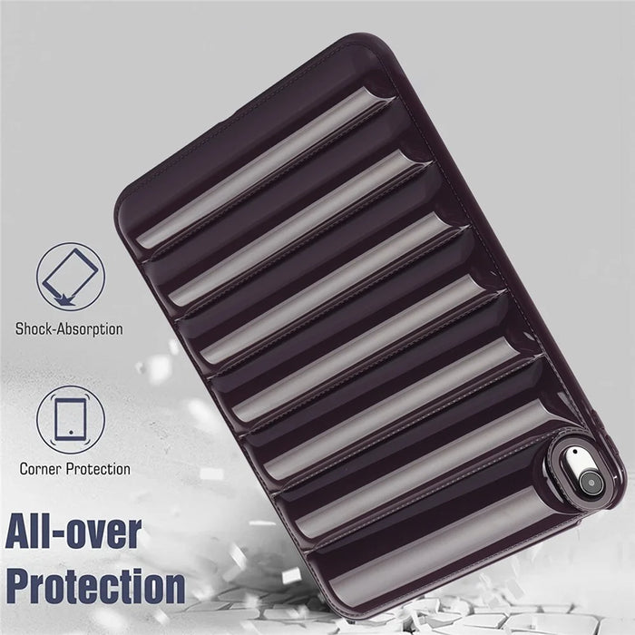 Down Jacket Texture Soft TPU Cover For iPad Air (2020) / (2022) Candy Color Tablet Case - Wine Red - 4