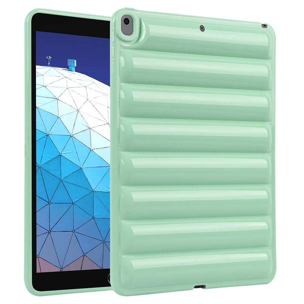 Tablet Protective Case For iPad Air 10.5 inch (2019) Candy Color Down Jacket Texture Soft TPU Cover - Green - 1