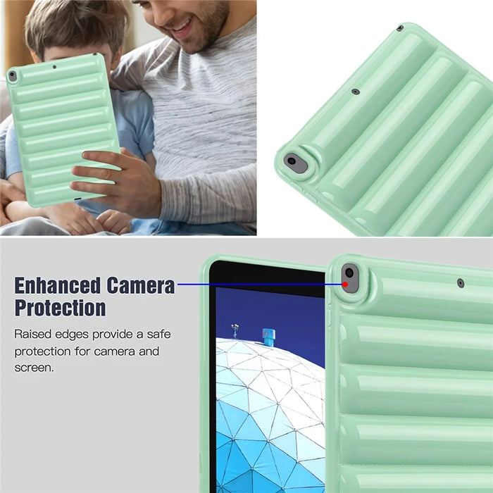 Tablet Protective Case For iPad Air 10.5 inch (2019) Candy Color Down Jacket Texture Soft TPU Cover - Green - 5