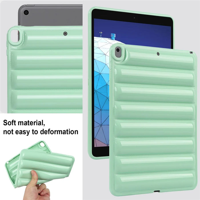 Tablet Protective Case For iPad Air 10.5 inch (2019) Candy Color Down Jacket Texture Soft TPU Cover - Green - 7