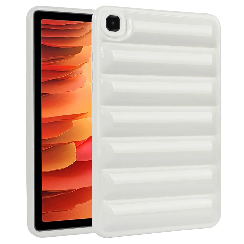 For Samsung Galaxy Tab A7 10.4 (2020) / (2022) T505 / T500 Candy Color TPU Tablet Case Down Jacket Texture Cover - White - 1