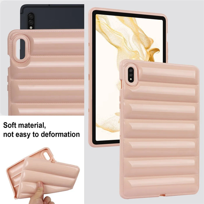 For Samsung Galaxy Tab S7 / S8 / T870 / X700 Tablet Soft TPU Cover Case Down Jacket Shell - Pink - 7